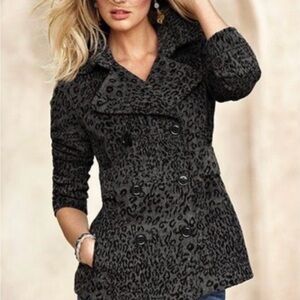 Victoria’s Secret Leopard Pea Coat MODA International Size 8